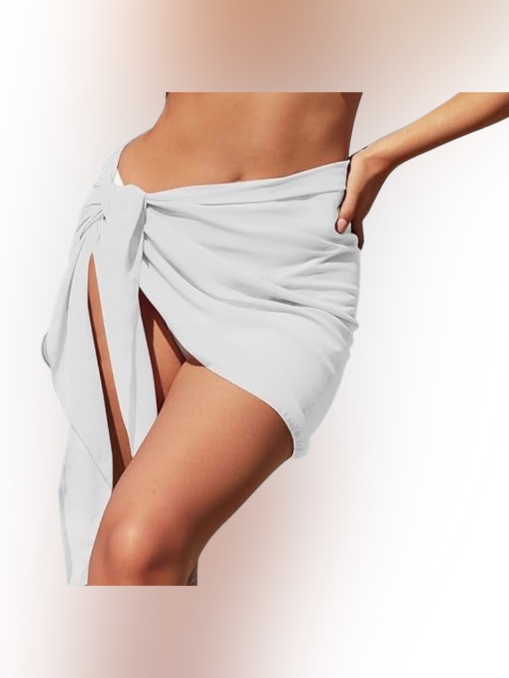 Semi-Sheer Sarong Wrap Skirt Beach Cover Up | White | Size S | NWT